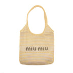 Miu Miu Ivy Bag Raffia-effect/Linen Natural