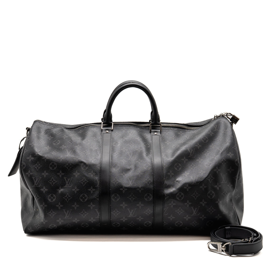 Louis Vuitton Keepall Bandoulière 55 Monogram Eclipse Coated Canvas Black SHW