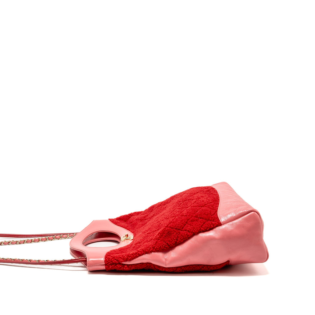 Chanel Large 31 Shopping Bag Shearling / Calfskin Dark Pink LGHW