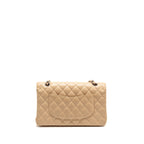 CHANEL MEDIUM CLASSIC DOUBLE FLAP BAG CAVIAR BEIGE SHW