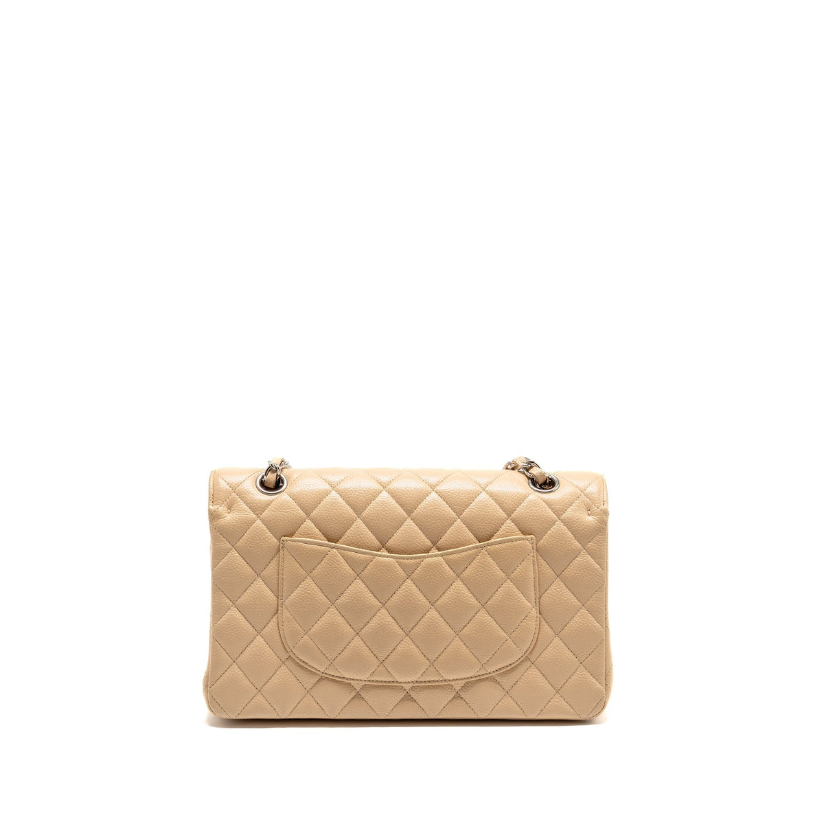 CHANEL MEDIUM CLASSIC DOUBLE FLAP BAG CAVIAR BEIGE SHW
