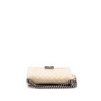Chanel medium boy bag calfskin ivory ruthenium silver hardware