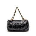 Chanel Vinyl Rock and Chain Bowler Bag Patent Black GHW