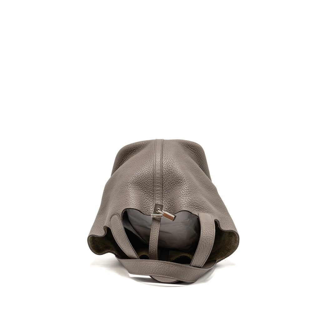 Hermes Picotin 22 Lock Bag Clemence Gris Etain SHW
