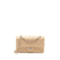 CHANEL MEDIUM CLASSIC DOUBLE FLAP BAG CAVIAR BEIGE SHW