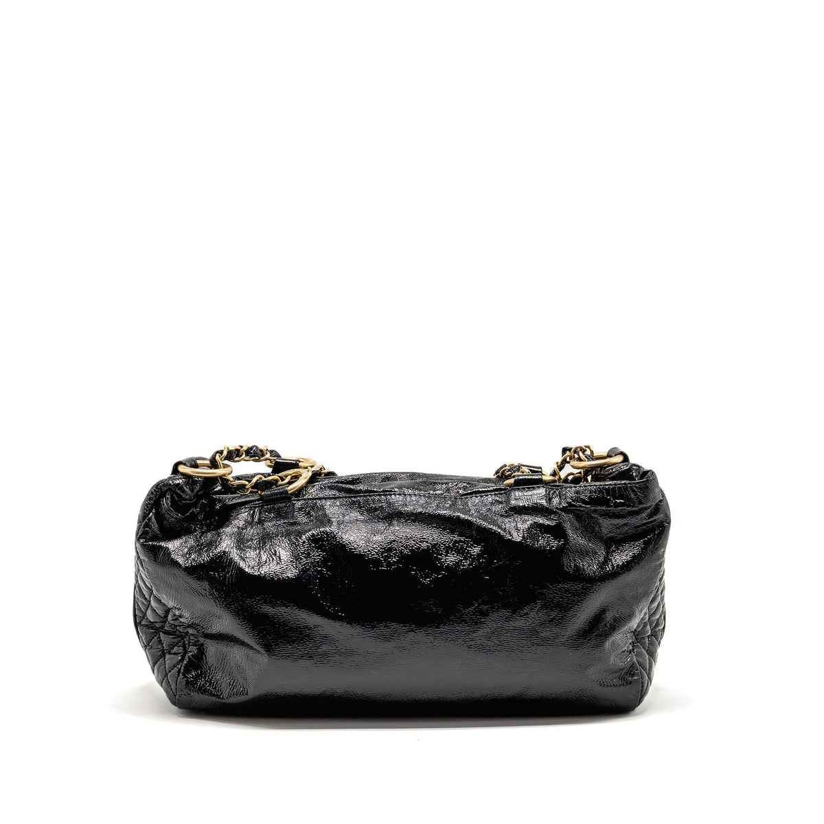 Chanel Vinyl Rock and Chain Bowler Bag Patent Black GHW