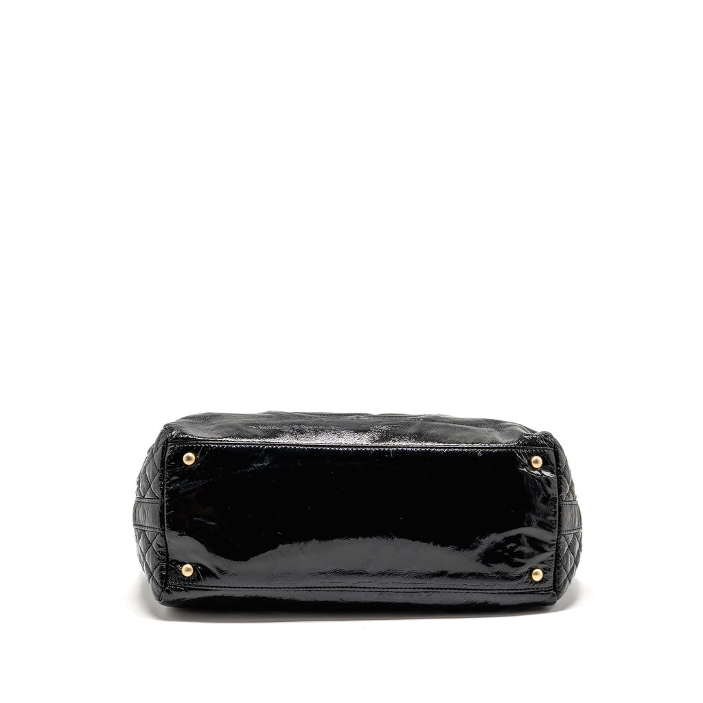 Chanel Vinyl Rock and Chain Bowler Bag Patent Black GHW
