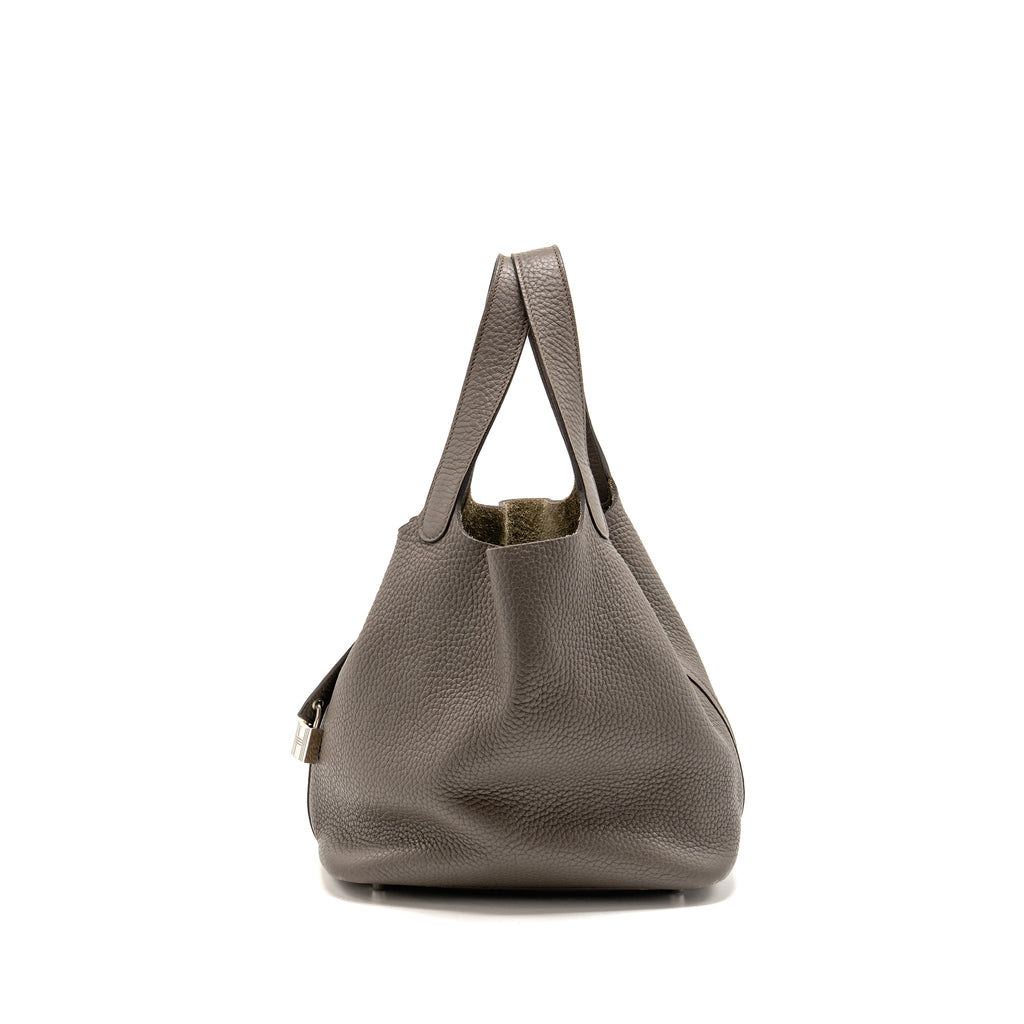 Hermes Picotin 22 Lock Bag Clemence Gris Etain SHW