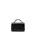 CHANEL TOP HANDLE MINI RECTANGULAR FLAP BAG LAMBSKIN BLACK LGHW (MICROCHIP)