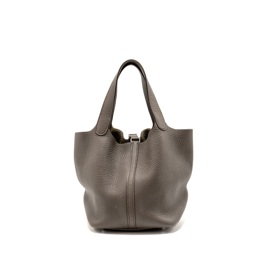 Hermes Picotin 22 Lock Bag Clemence Gris Etain SHW