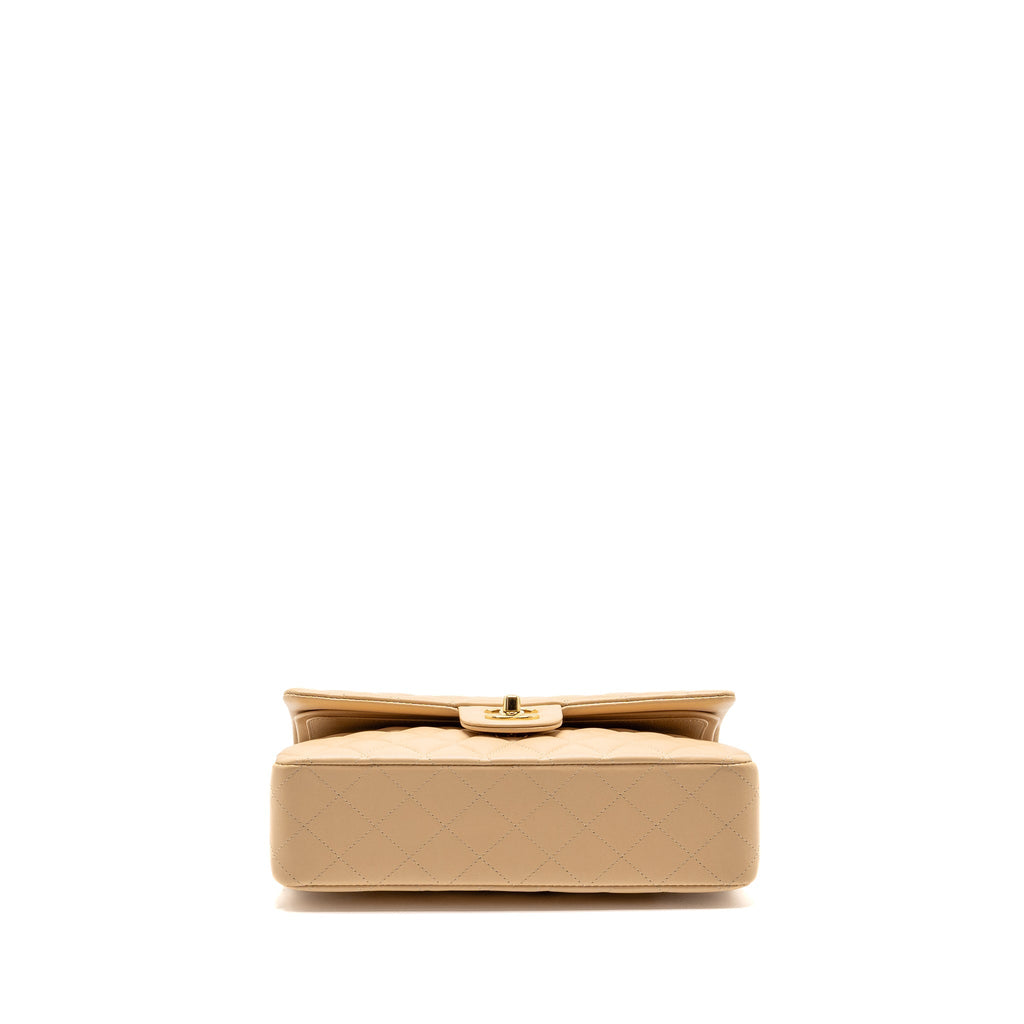 Chanel Medium Classic Double Flap Bag Lambskin Beige GHW (Microchip)