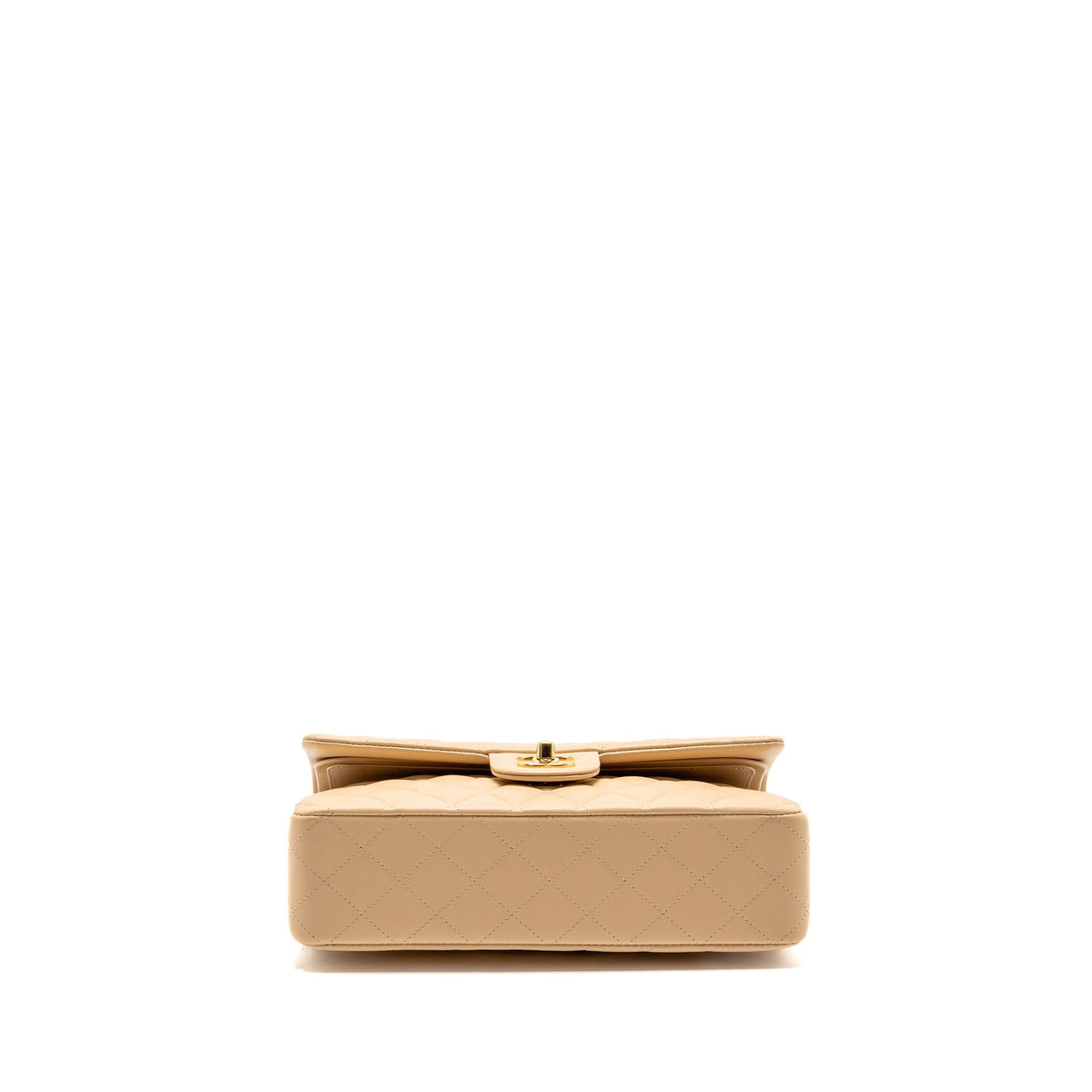 Chanel Medium Classic Double Flap Bag Lambskin Beige GHW (Microchip)