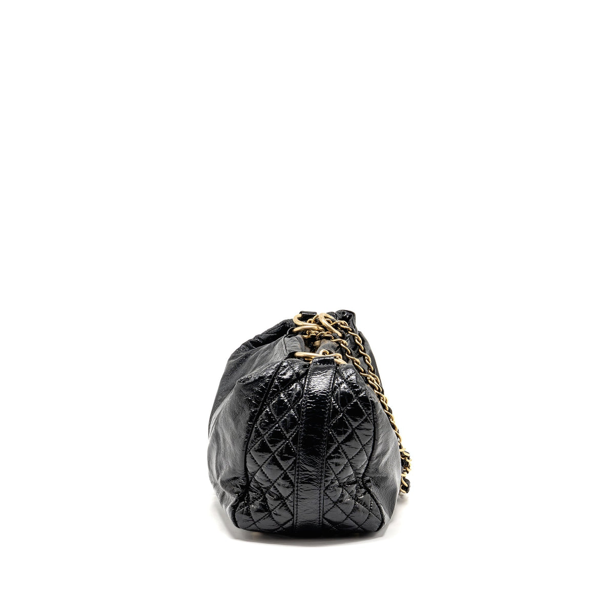 Chanel Vinyl Rock and Chain Bowler Bag Patent Black GHW