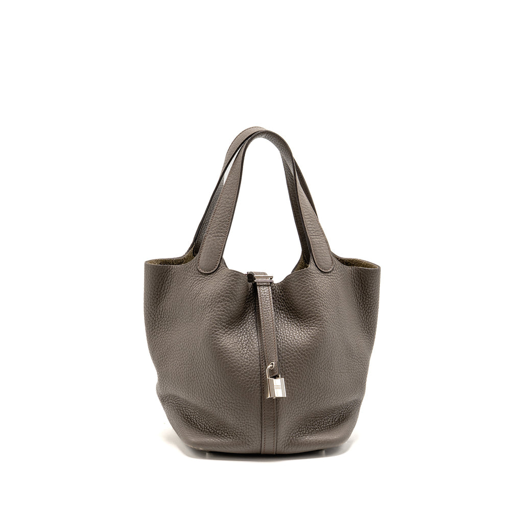 Hermes Picotin 22 Lock Bag Clemence Gris Etain SHW