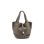 Hermes Picotin 22 Lock Bag Clemence Gris Etain SHW