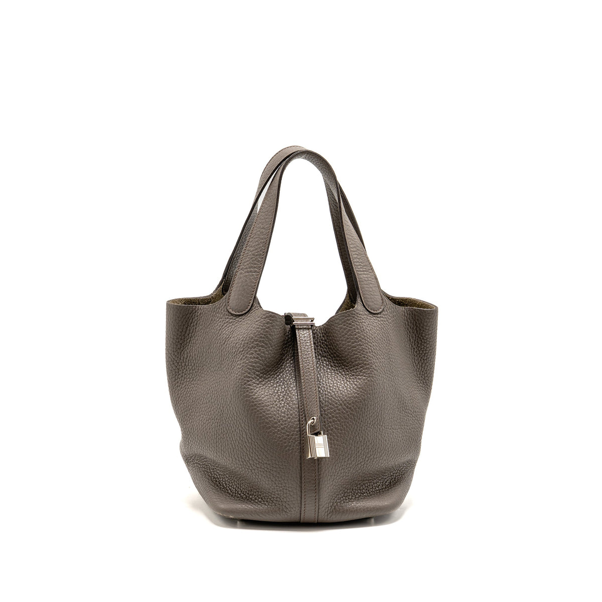 Hermes Picotin 22 Lock Bag Clemence Gris Etain SHW