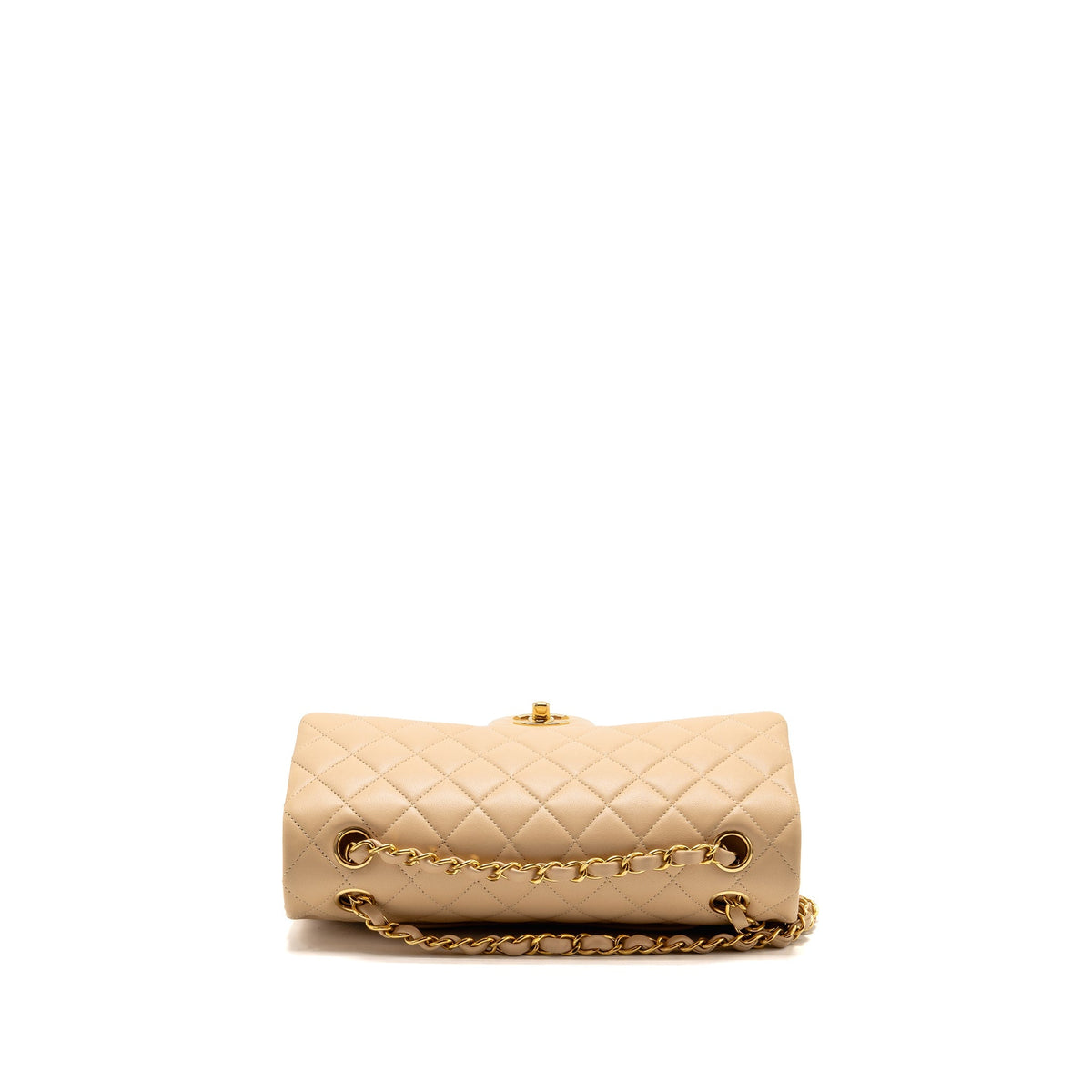 Chanel Medium Classic Double Flap Bag Lambskin Beige GHW (Microchip)