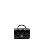 CHANEL TOP HANDLE MINI RECTANGULAR FLAP BAG LAMBSKIN BLACK LGHW (MICROCHIP)