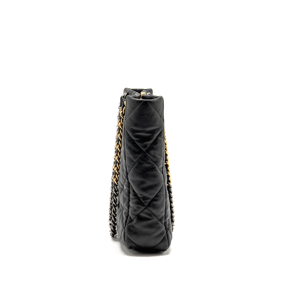 Chanel Small 19 Shopping Bag Shiny Lambskin Black Multicolour Hardware (Microchip)