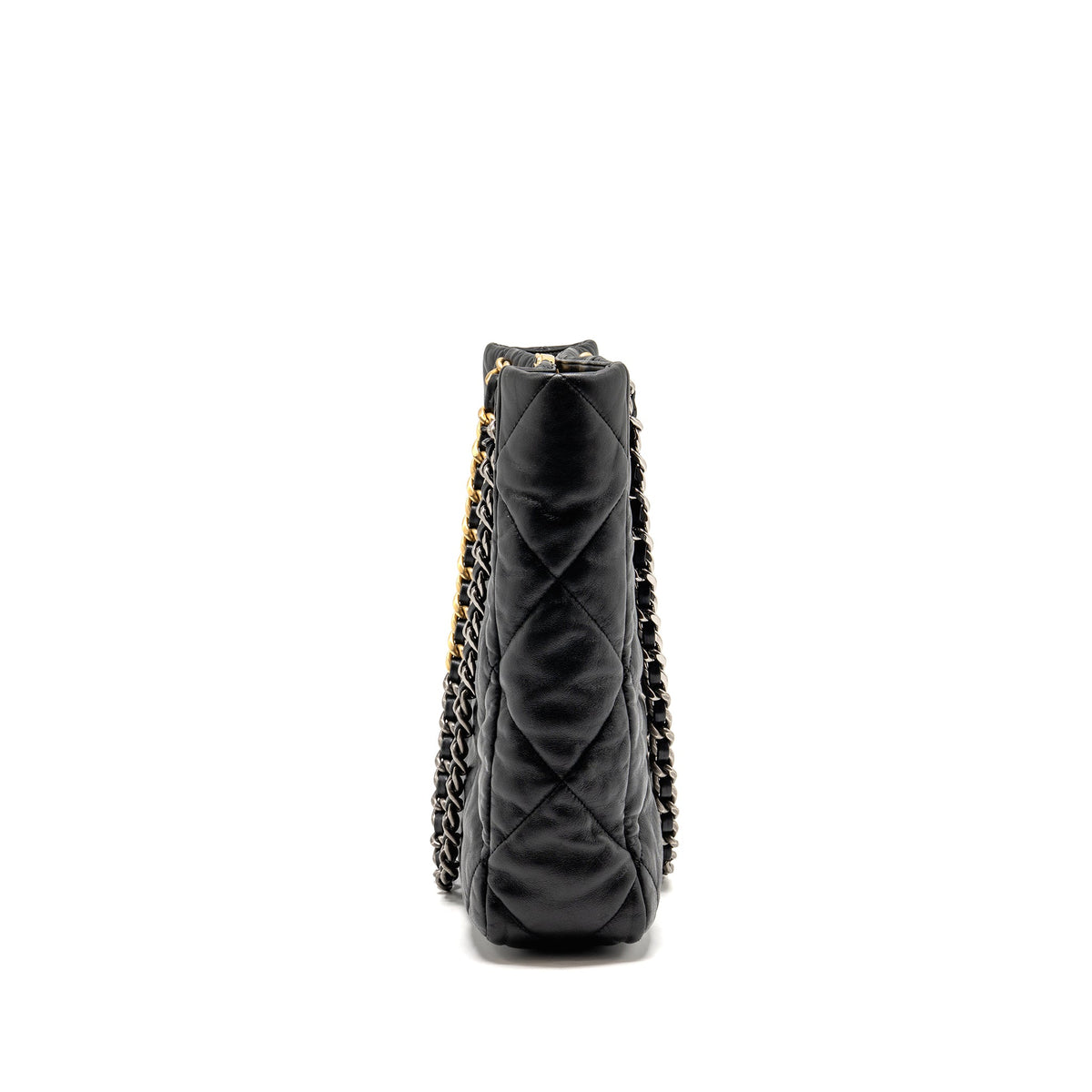 Chanel Small 19 Shopping Bag Shiny Lambskin Black Multicolour Hardware (Microchip)