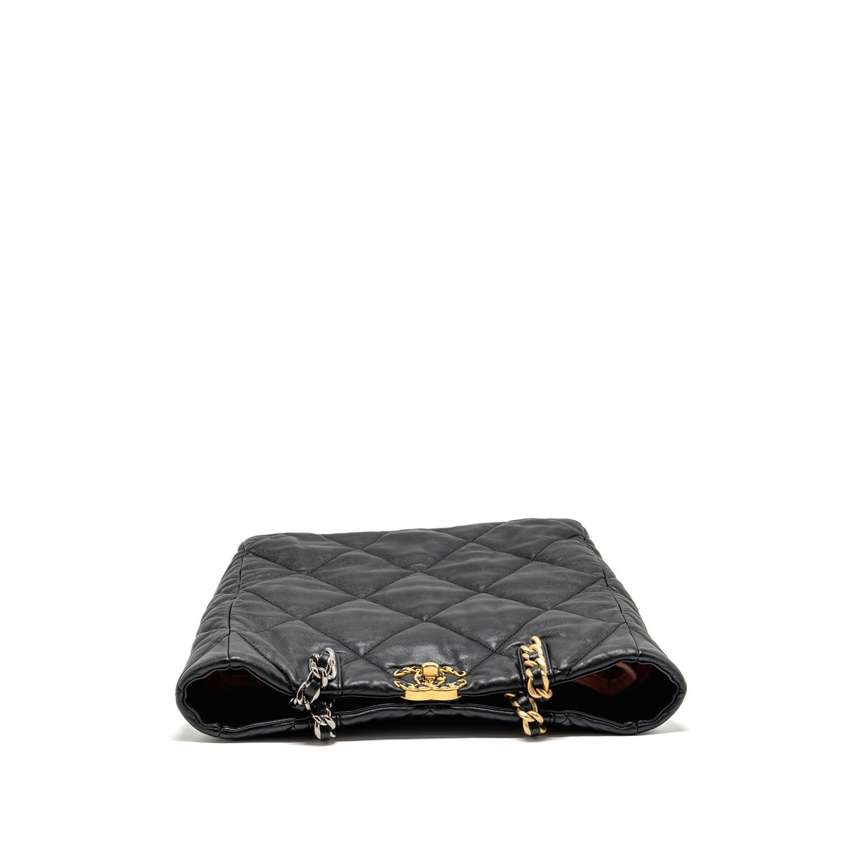 Chanel Small 19 Shopping Bag Shiny Lambskin Black Multicolour Hardware (Microchip)