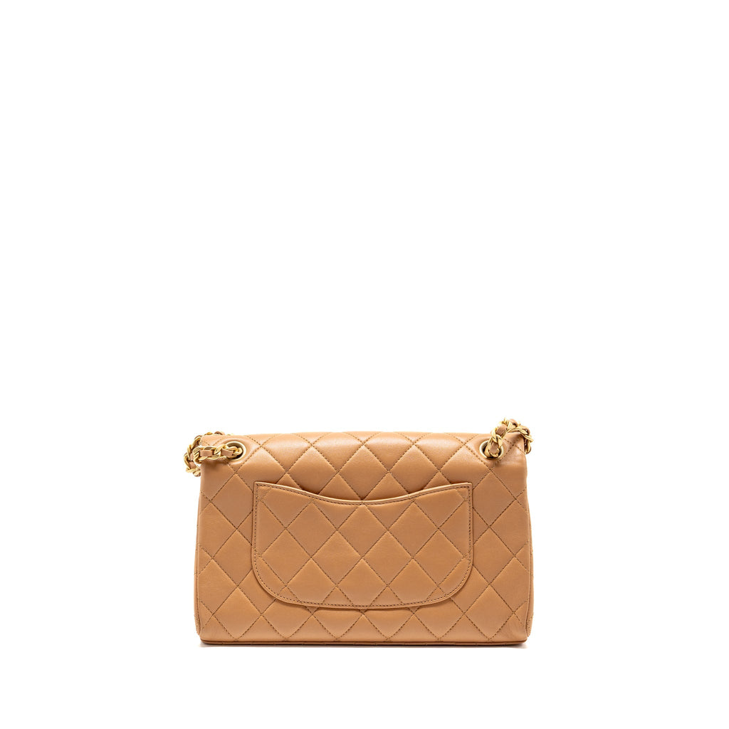 Chanel Detailed Chain CC Flap Bag Lambskin Dark Beige GHW (Microchip)