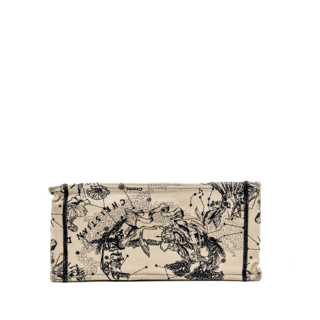 Dior medium book tote toile de jouy embroidery canvas White / Black