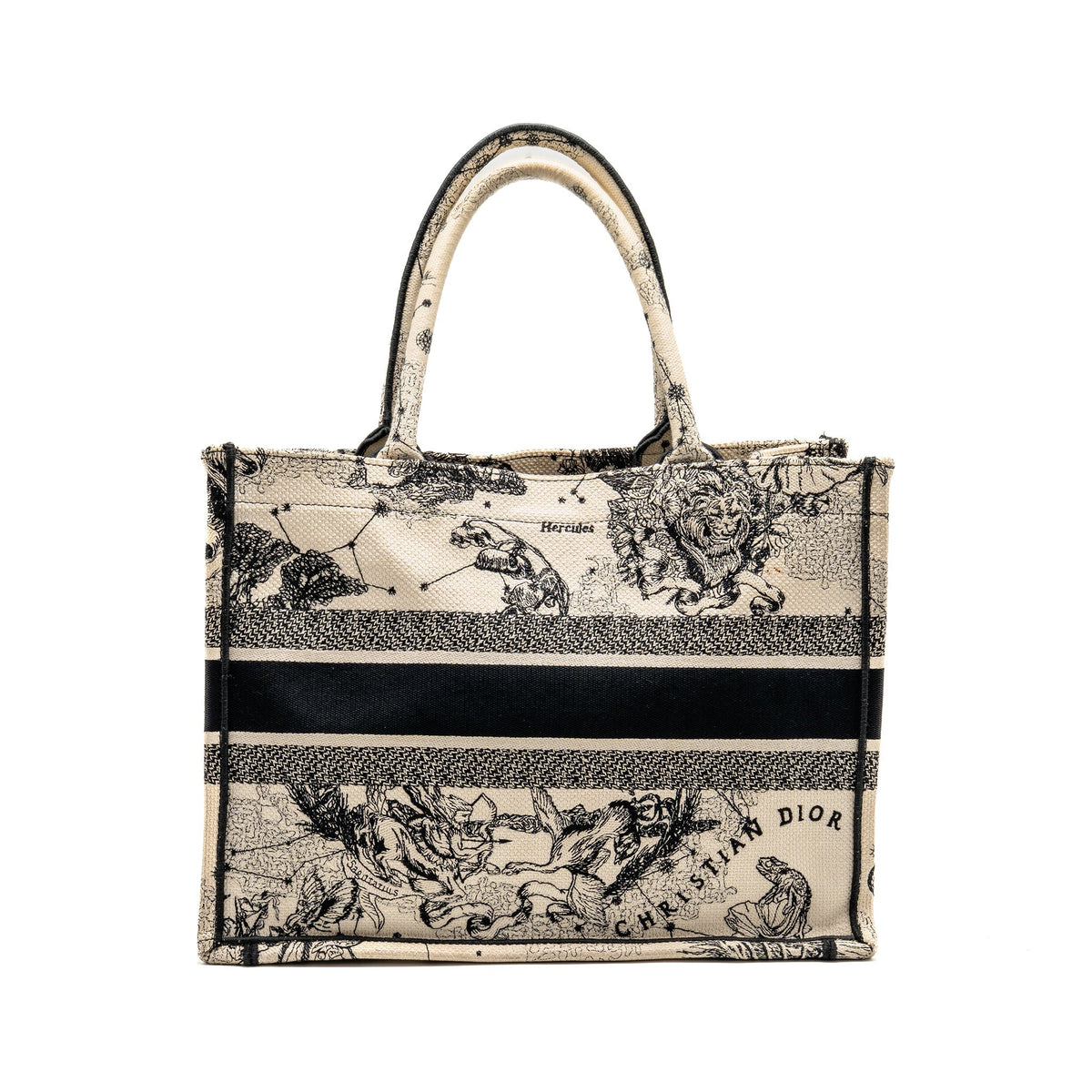 Dior medium book tote toile de jouy embroidery canvas White / Black