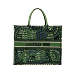 Dior Large Book Tote Elephant Embroidery Green