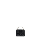 CHANEL 22S COCO LETTERING MINI FLAP BAG WITH ENAMEL TOP HANDLE CAVIAR BLACK SHW