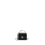 CHANEL 22S COCO LETTERING MINI FLAP BAG WITH ENAMEL TOP HANDLE CAVIAR BLACK SHW