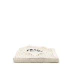 PRADA CROCHET TOTE BAG RAFFIA WHITE