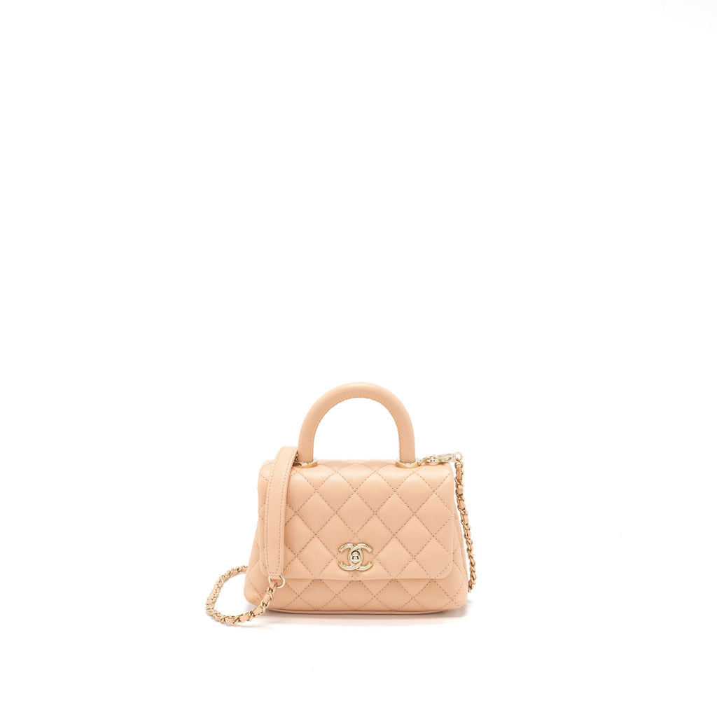CHANEL MINI COCO HANDLE BAG CAVIAR LIGHT PINK LGHW