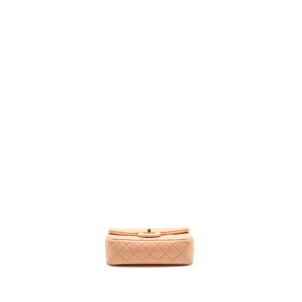 CHANEL PEARL CRUSH MINI RECTANGULAR FLAP BAG LAMBSKIN PINK GHW (MICROCHIP)