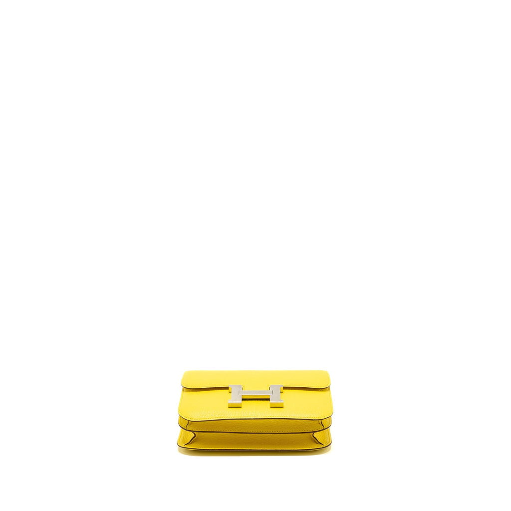 Hermes Mini Constance Chevre Mysore jaune citron SHW