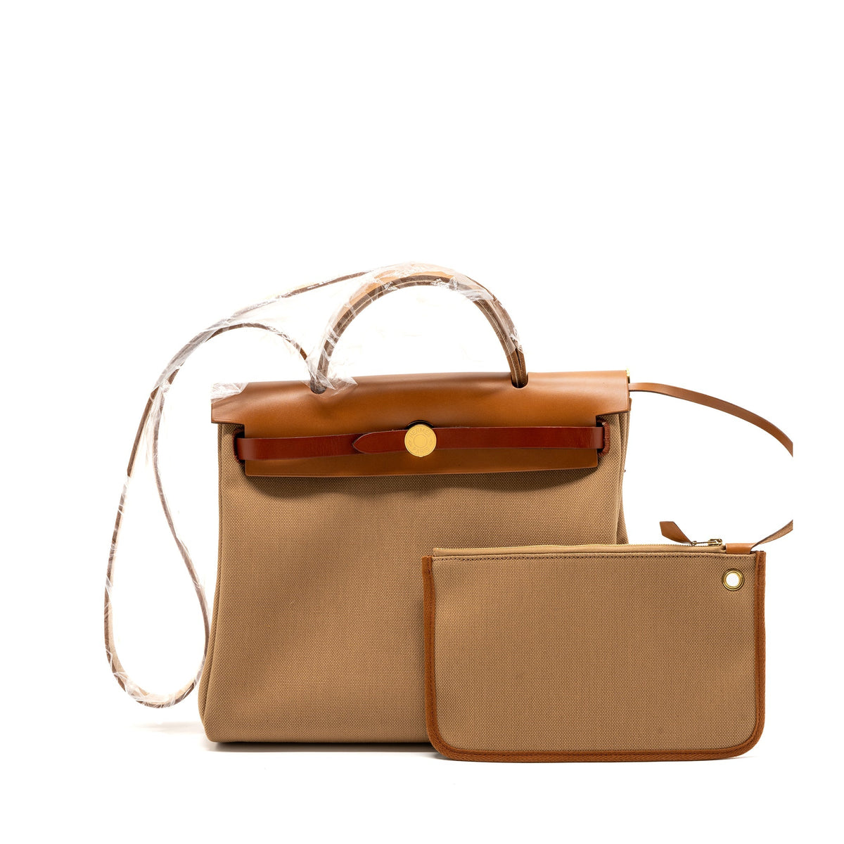 Hermes Herbag 31 CANVAS/HUNTER LEATHER Chai/Naturel Sable/Fauve/Cuivre GHW