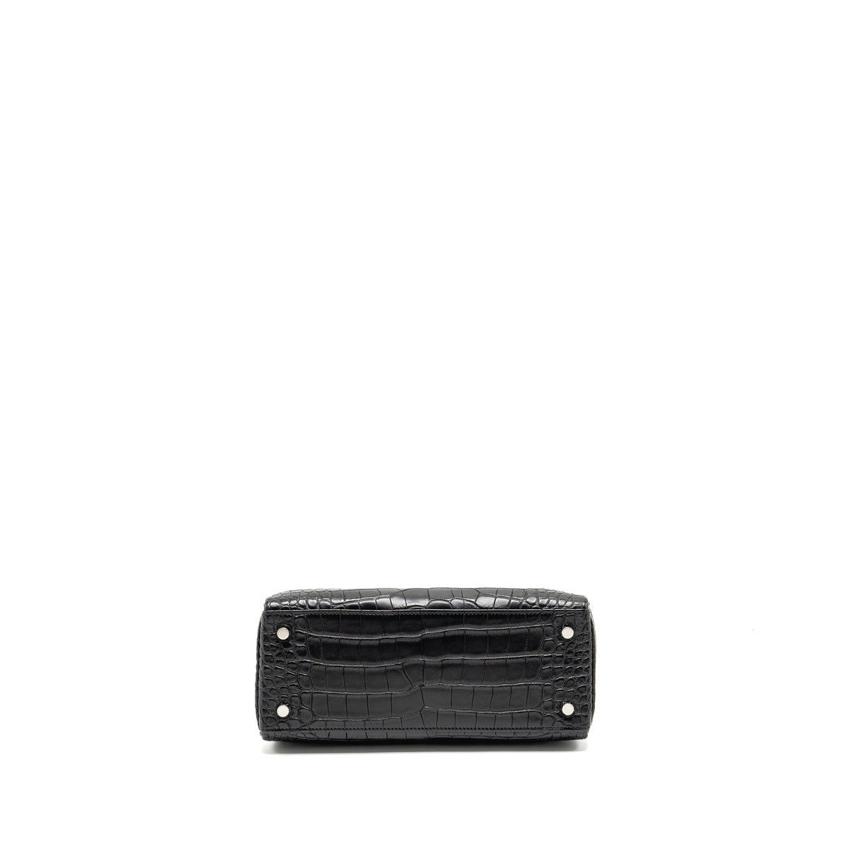 HERMES KELLY 25 MATT ALLIGATOR MISSISSIPPIENSIS BLACK SHW