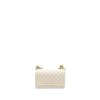 CHANEL SMALL BOY BAG CAVIAR WHITE LGHW