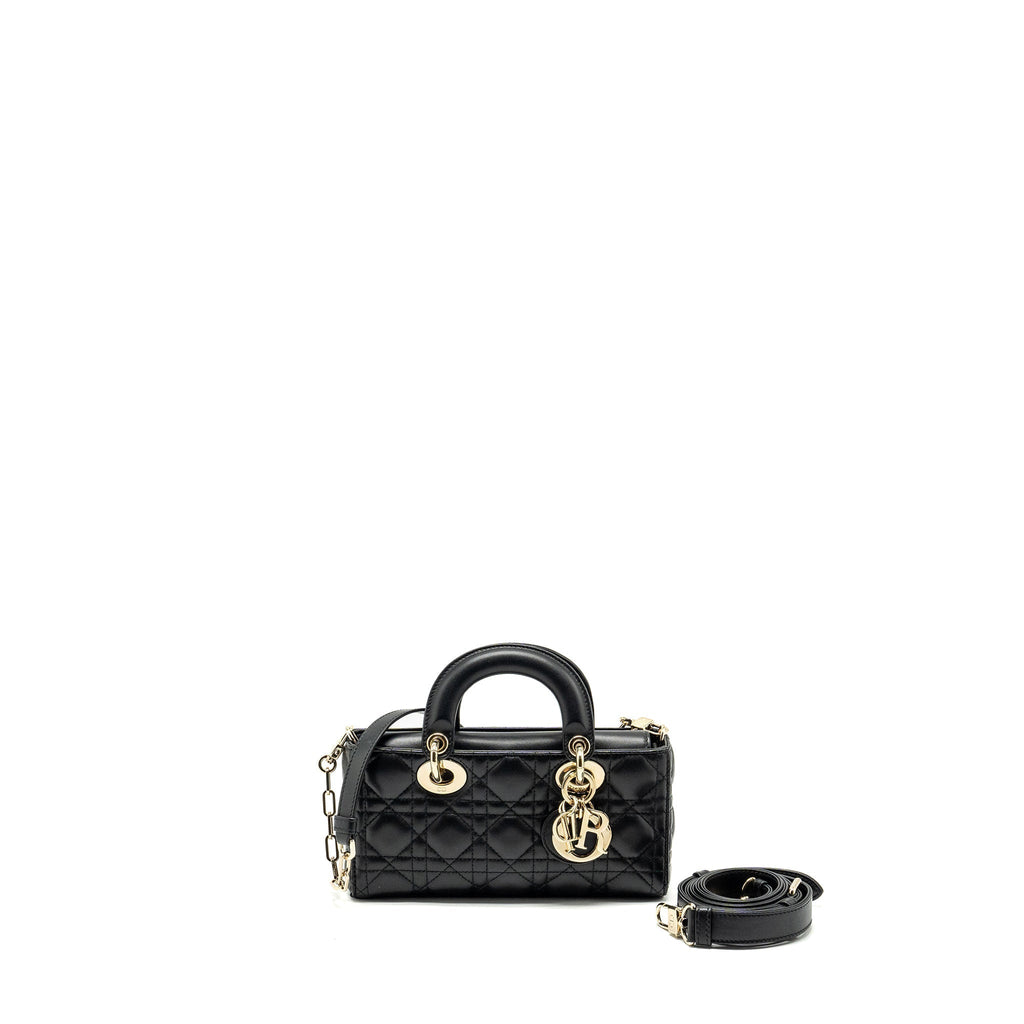 DIOR LADY D-JOY SMALL  BAG LAMBSKIN BLACK LGHW