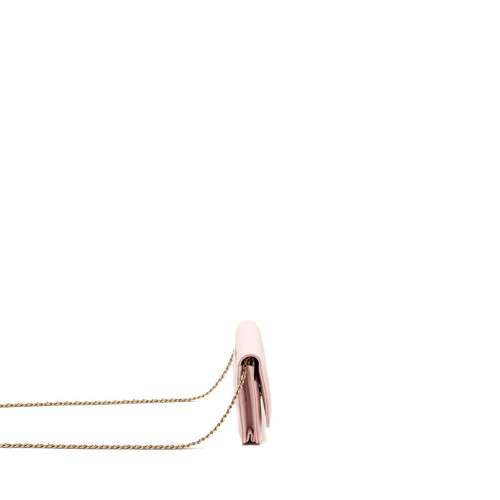 CHANEL CLASSIC WALLET ON CHAIN CAVIAR LIGHT PINK LGHW(MICROCHIP)