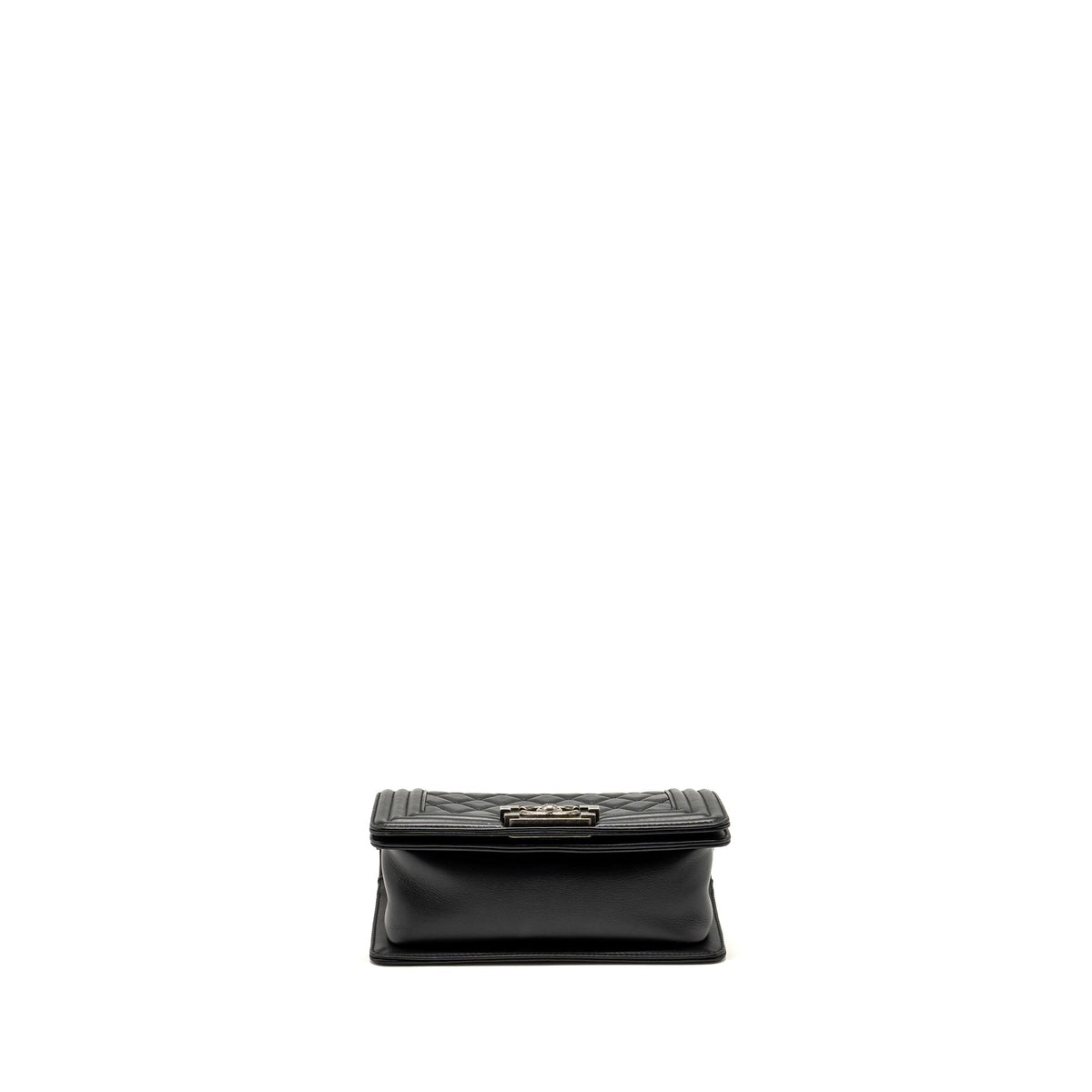 CHANEL SMALL BOY BAG CALFSKIN BLACK RUTHENIUM HARDWARE (MICROCHIP)