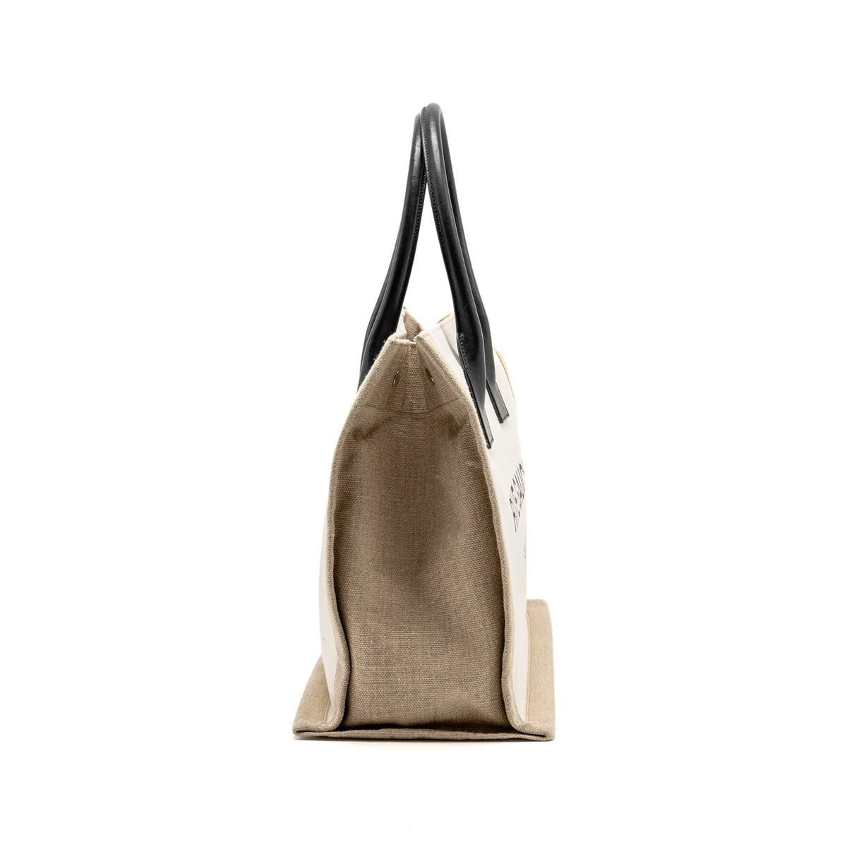 Saint Laurent/YSL Rive Gauche Tote Bag Canvas/ Leather Light Beige/ Black