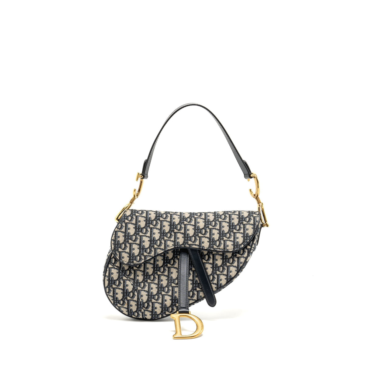 DIOR MEDIUM SADDLE BAG BLUE DIOR OBLIQUE JACQUARD CANVAS/CALFSKIN GHW