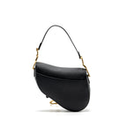 DIOR MEDIUM SADDLE BAG WITH STRAP GRAINED CALFSKIN BLACK GHW