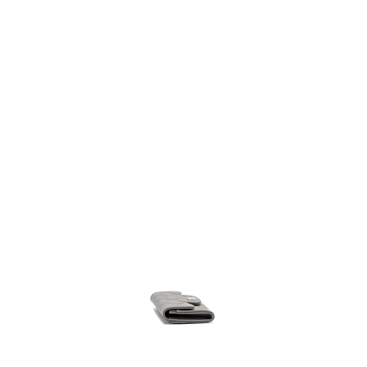 CHANEL CLASSIC FLAP CARD HOLDER CAVIAR GREY LGHW (MICROCHIP)