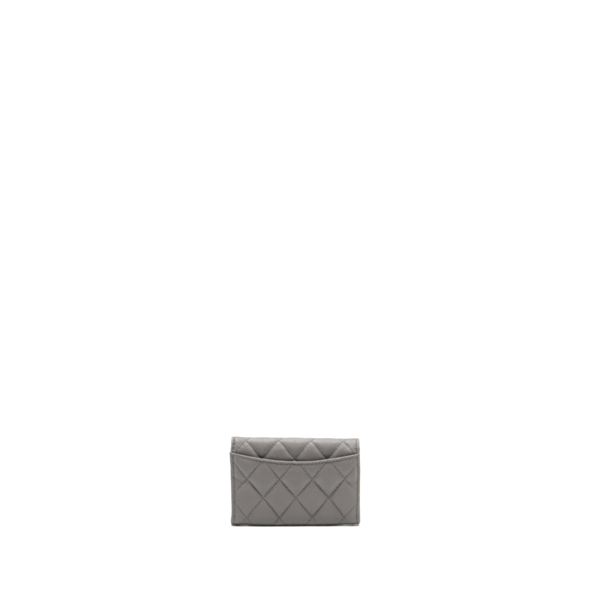 CHANEL CLASSIC FLAP CARD HOLDER CAVIAR GREY LGHW (MICROCHIP)