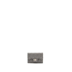 CHANEL CLASSIC FLAP CARD HOLDER CAVIAR GREY LGHW (MICROCHIP)