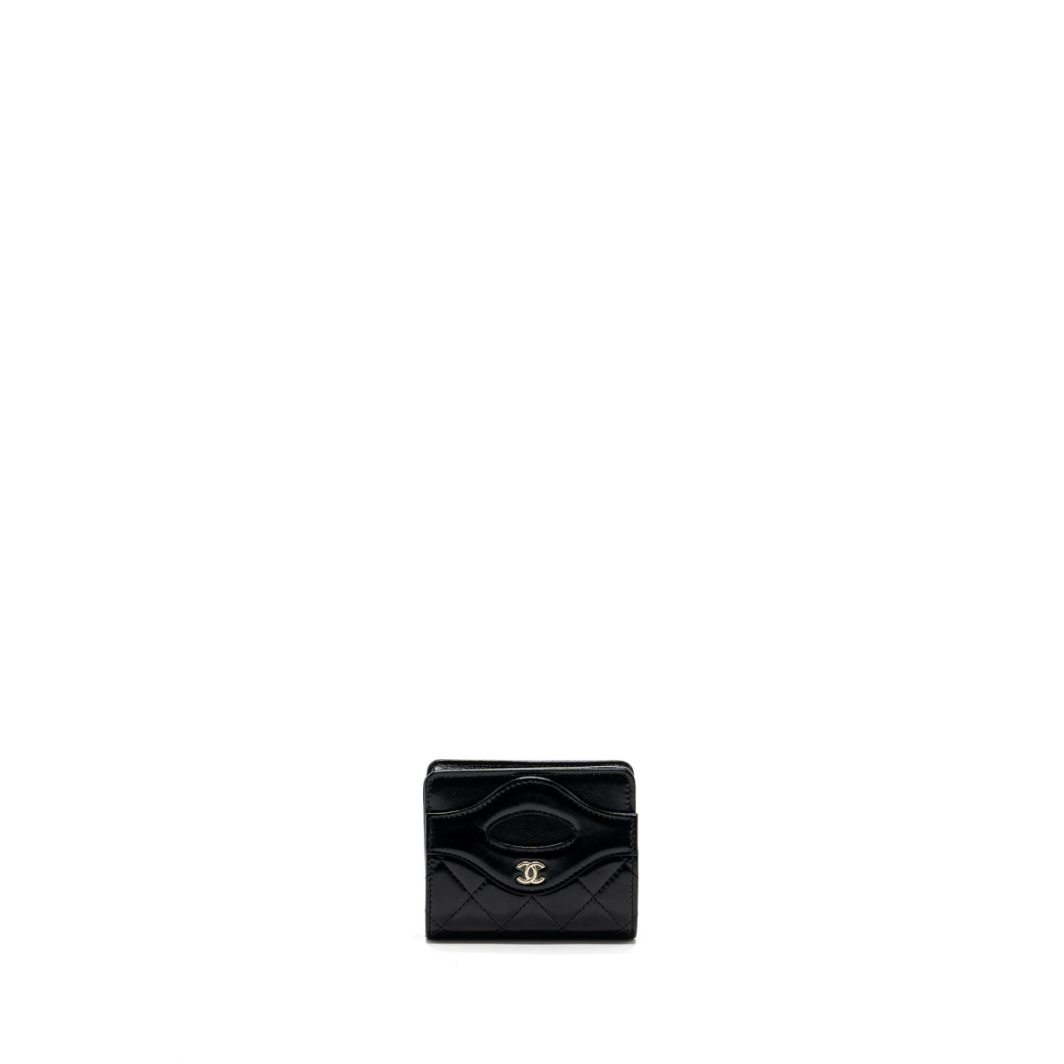 CHANEL 24C 31 CARD HOLDER SHINY CALFSKIN BLACK LGHW (MICROCHIP)