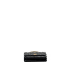 CHANEL LETTER LOGO TOP HANDLE FLAP WALLET ON CHAIN SHINY CALFSKIN BLACK GHW (MICROCHIP)