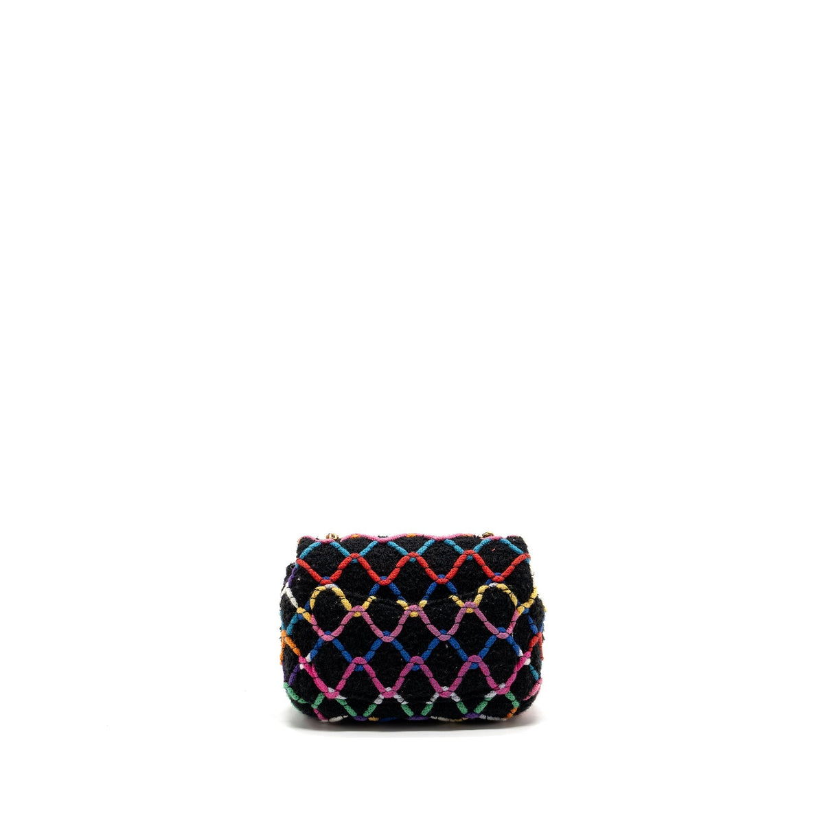 CHANEL 22S PEARL CRUSH MINI SQUARE FLAP BAG FABRIC / TWEED BLACK / MULTICOLOR GHW (MICROCHIP)